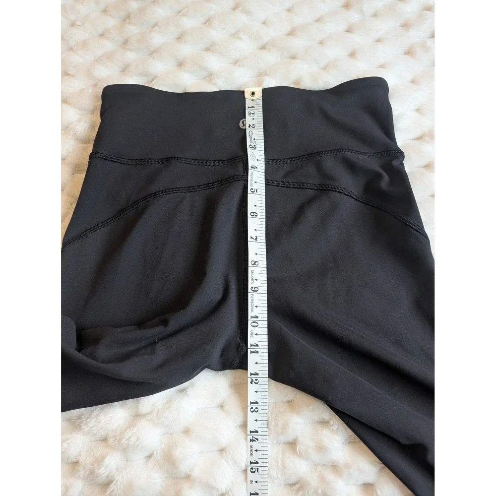 Lululemon Black Crop Leggings High Rise‎ Mesh Panels Athletic Size 6